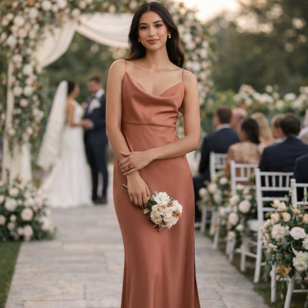 BHLDN sateen midi slip dress size 8 NEW